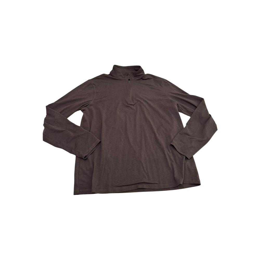 Mens Brown Soft Quarter‎ Zip Pullover XL long-sleeve top lightweight